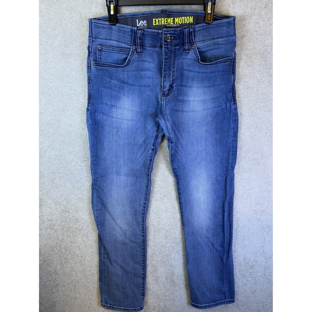 Lee Extreme Motion Jeans Mens 32x32 (32x31) Blue Slim Straight Leg Performance